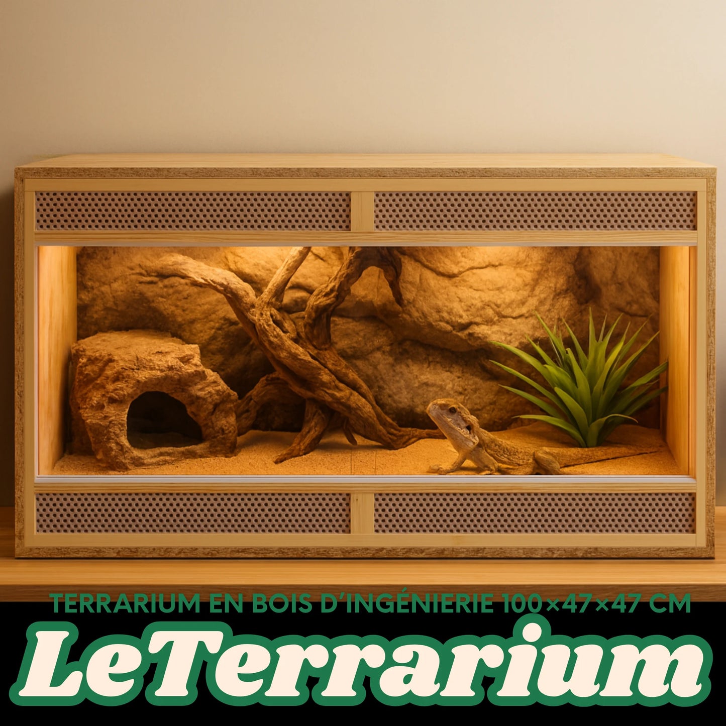 Terrarium en Bois d’Ingénierie 100×47×47 cm 