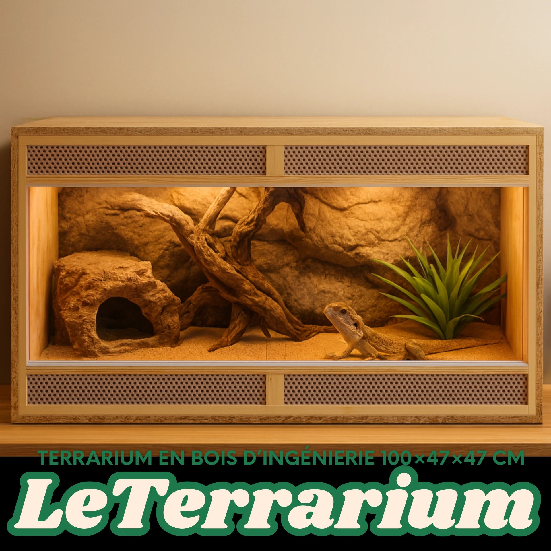 Terrarium en Bois d’Ingénierie 100×47×47 cm 