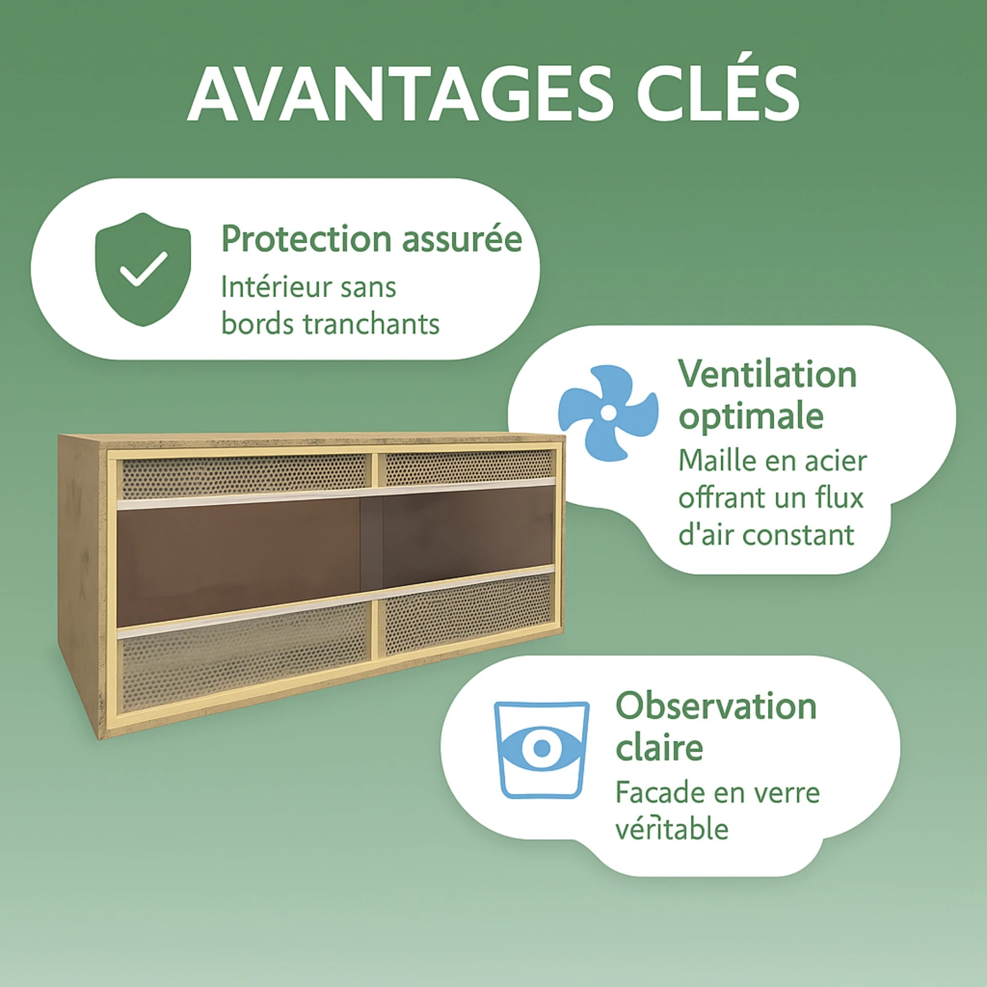 Terrarium en Bois d’Ingénierie 100×47×47 cm 