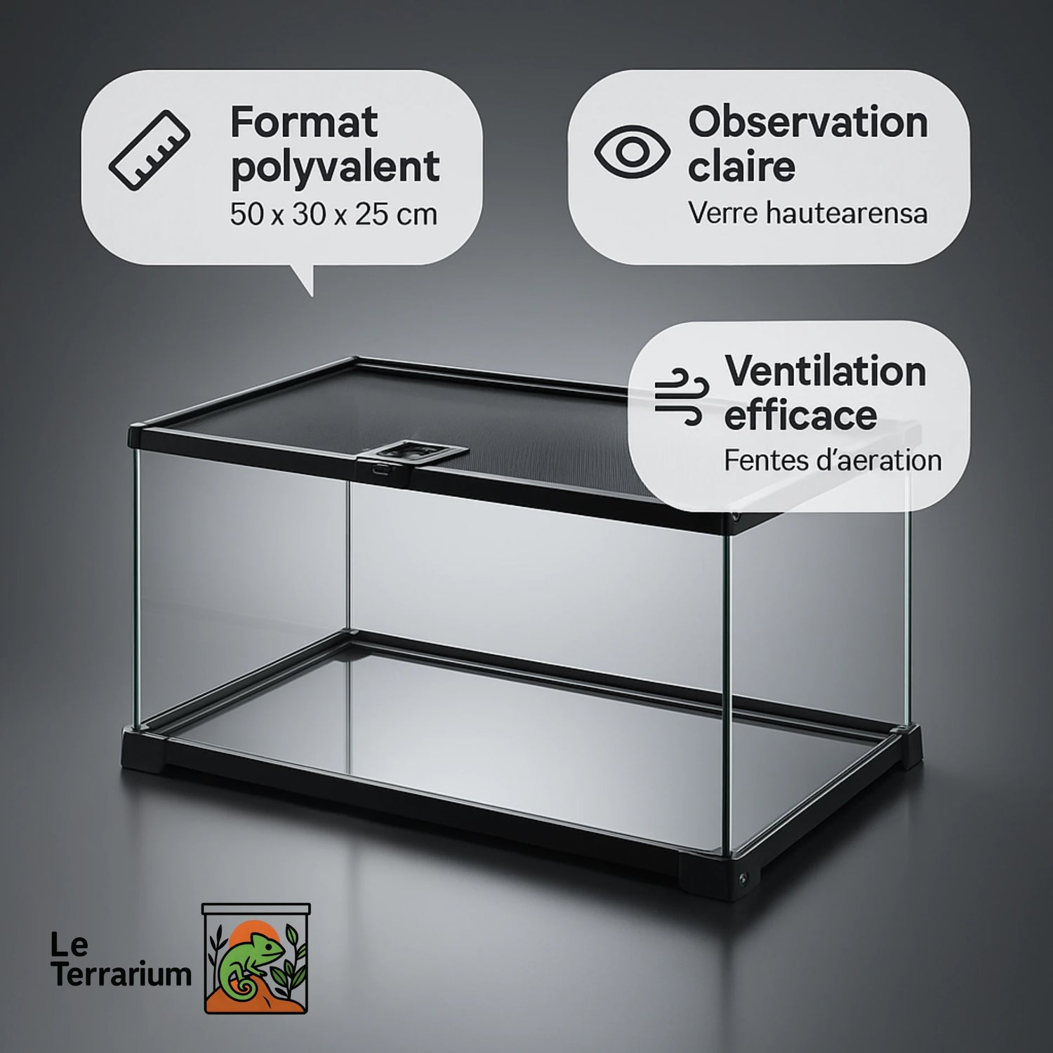 Terrarium en Verre 50×30×25 cm (10 Gallons) 