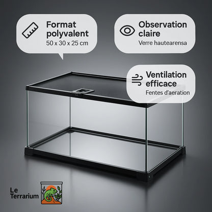 Terrarium en Verre 50×30×25 cm (10 Gallons) 