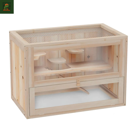 Terrarium en bois et verre avec toit grillagé 