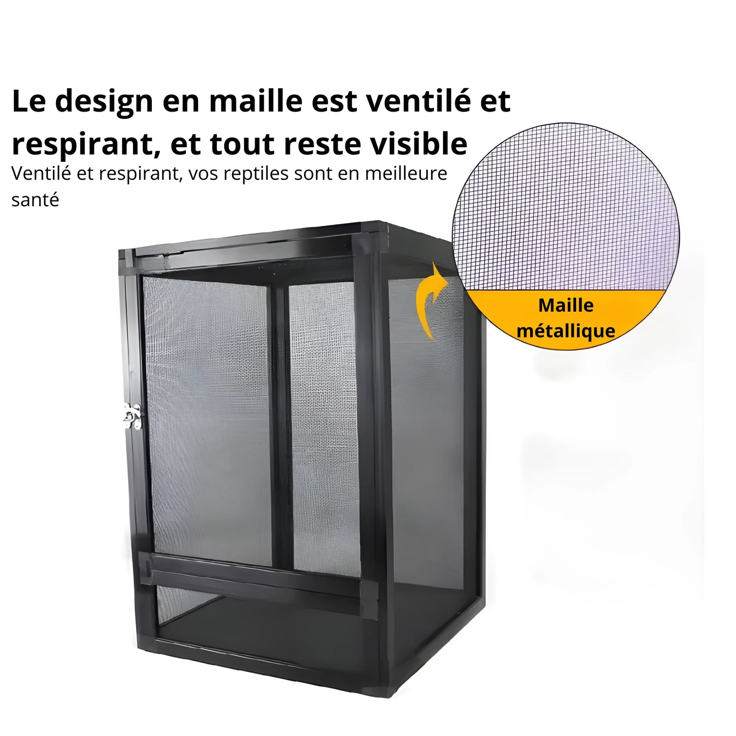 Terrarium grillagé en aluminium – Compact & ventilé 