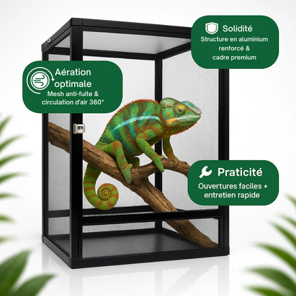 Terrarium grillagé en aluminium – Haute ventilation et visibilité 