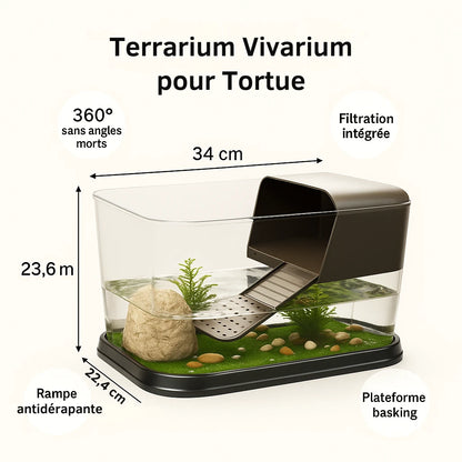 Terrarium pour Tortue – Vivarium Amphibie Transparent 