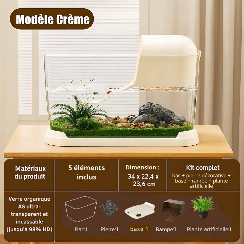 Terrarium pour Tortue – Vivarium Amphibie Transparent 