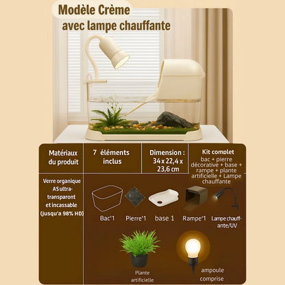 Terrarium pour Tortue – Vivarium Amphibie Transparent 