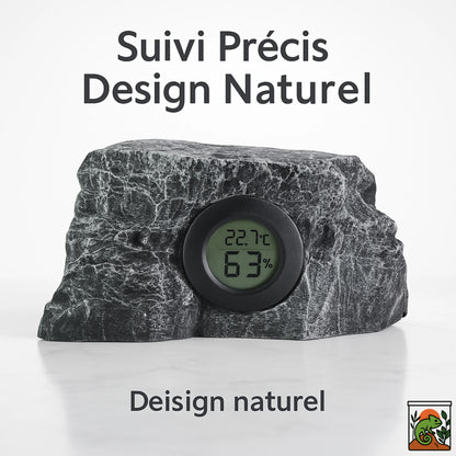 Thermomètre Hygromètre en Résine Imitation Roche pour Terrarium 