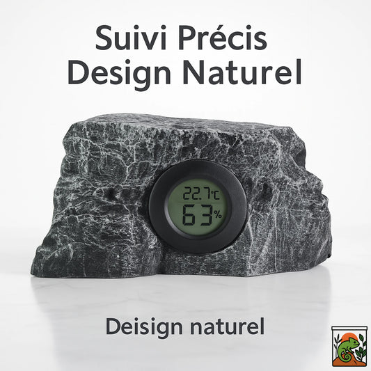 Thermomètre Hygromètre en Résine Imitation Roche pour Terrarium 